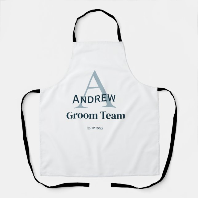 personalised simple monogram groom team groomsmen  apron (Front)