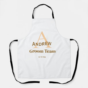 personalised simple monogram groom team groomsmen  apron