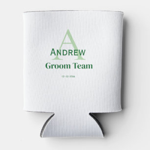 personalised simple monogram groom team groomsmen can cooler