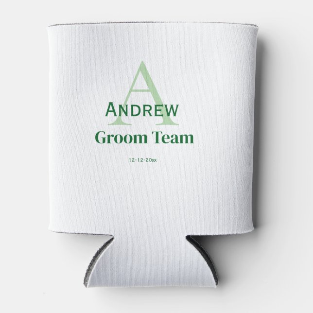 personalised simple monogram groom team groomsmen  can cooler (Front)