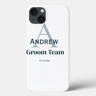 personalised simple monogram groom team groomsmen iPhone 13 case