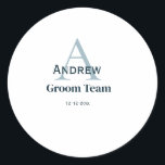 personalised simple monogram groom team groomsmen  classic round sticker<br><div class="desc">design</div>