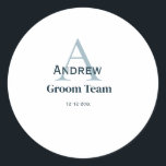 personalised simple monogram groom team groomsmen  classic round sticker<br><div class="desc">design</div>