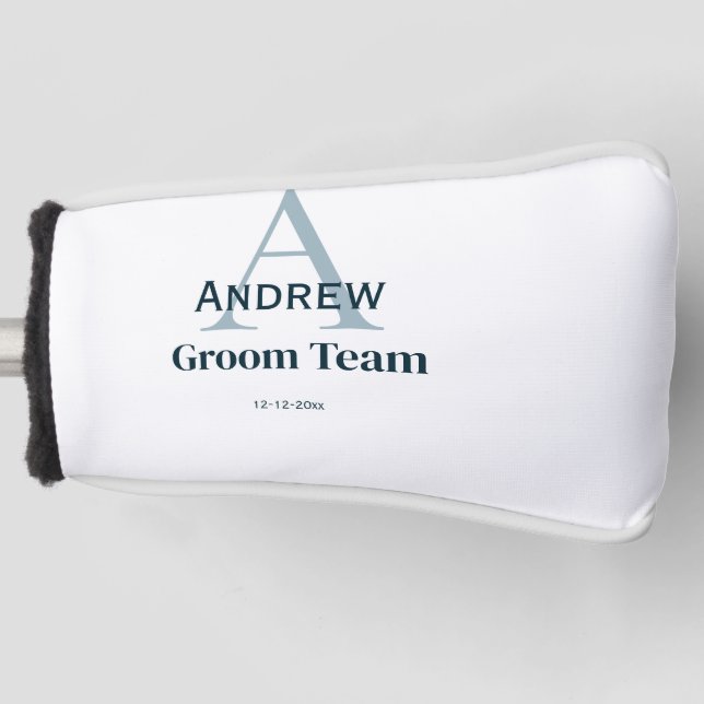 personalised simple monogram groom team groomsmen  golf head cover (Front)