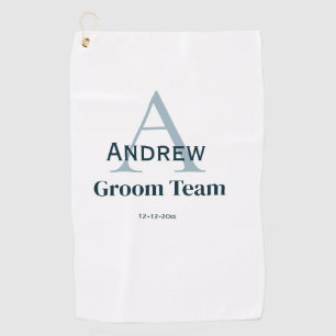 personalised simple monogram groom team groomsmen  golf towel