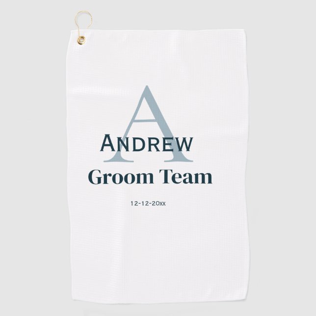 personalised simple monogram groom team groomsmen  golf towel (Front)