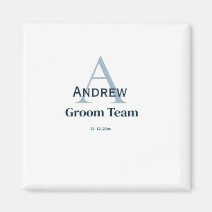personalised simple monogram groom team groomsmen  magnet