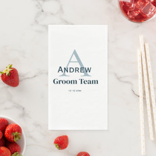 personalised simple monogram groom team groomsmen  napkin