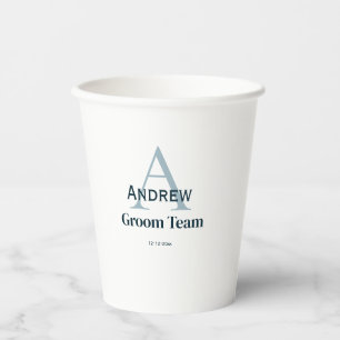 personalised simple monogram groom team groomsmen paper cups