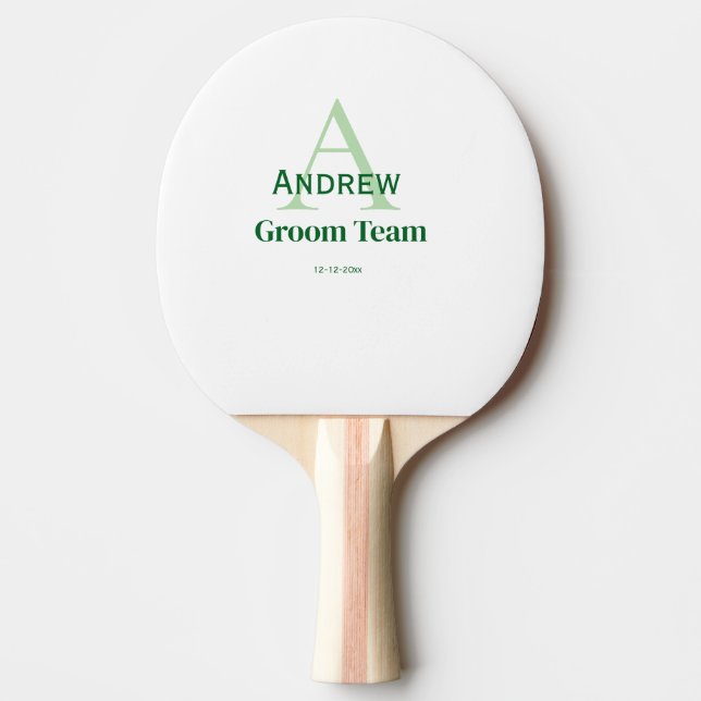 personalised simple monogram groom team groomsmen  ping pong paddle (Front)
