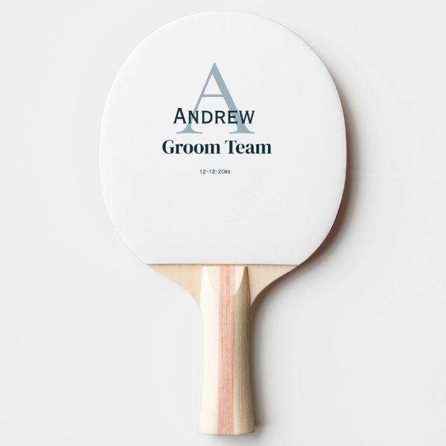 personalised simple monogram groom team groomsmen  ping pong paddle (Front)