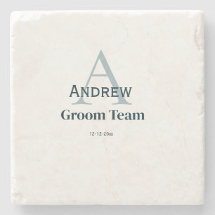 personalised simple monogram groom team groomsmen  stone coaster