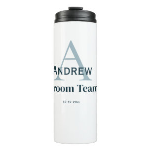 personalised simple monogram groom team groomsmen thermal tumbler