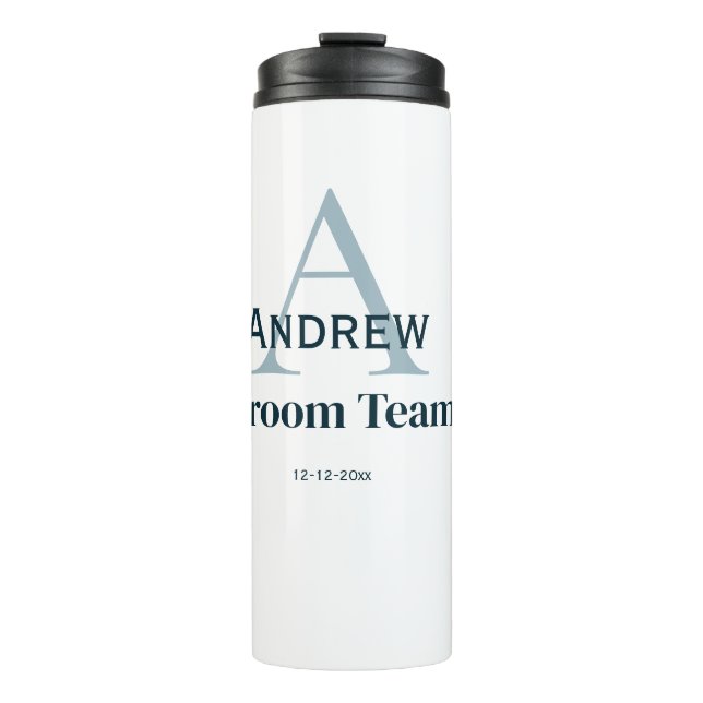 personalised simple monogram groom team groomsmen  thermal tumbler (Front)