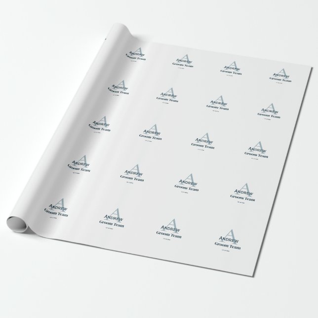 personalised simple monogram groom team groomsmen  wrapping paper (Unrolled)