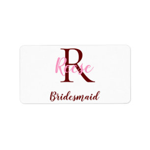 personalised simple monogram name bridesmaid date label