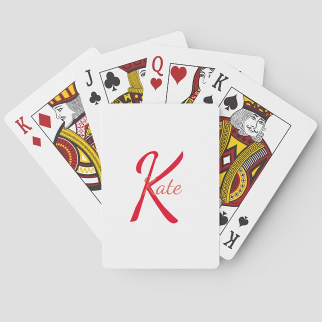 personalised simple monogram name bridesmaid   playing cards (Back)