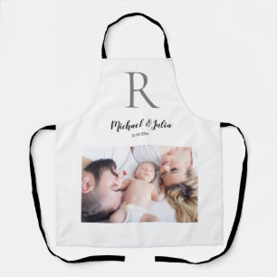 personalised simple monogram name first christmas apron