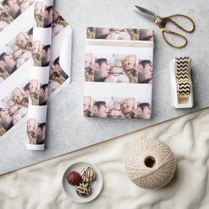 personalised simple monogram name first christmas wrapping paper