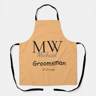 personalised simple monogram name groomsman minima apron