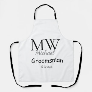 personalised simple monogram name groomsman minima apron