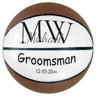 personalised simple monogram name groomsman minima basketball