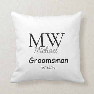 personalised simple monogram name groomsman minima cushion