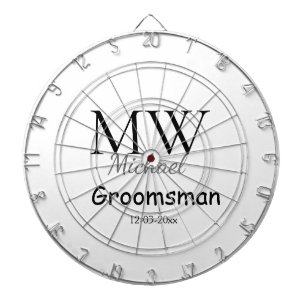 personalised simple monogram name groomsman minima dartboard