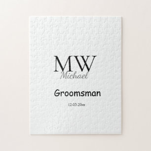 personalised simple monogram name groomsman minima jigsaw puzzle