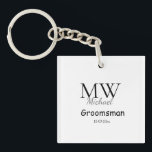 personalised simple monogram name groomsman minima key ring<br><div class="desc">design</div>