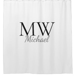 personalised simple monogram name groomsman   shower curtain