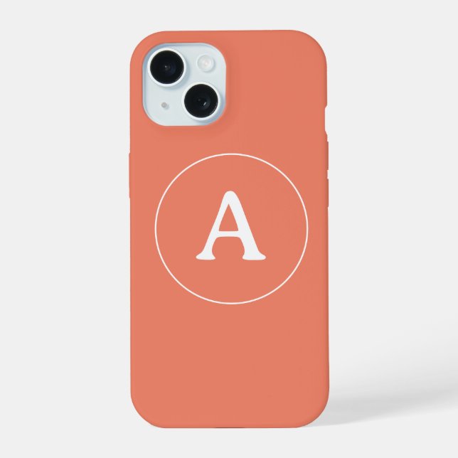 Personalised Simple Monogram Orange iPhone 15 Case (Back)