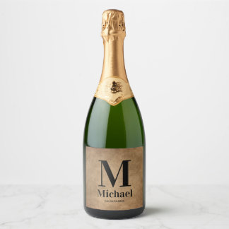 Personalised Simple Monogrammed Sparkling Wine Label