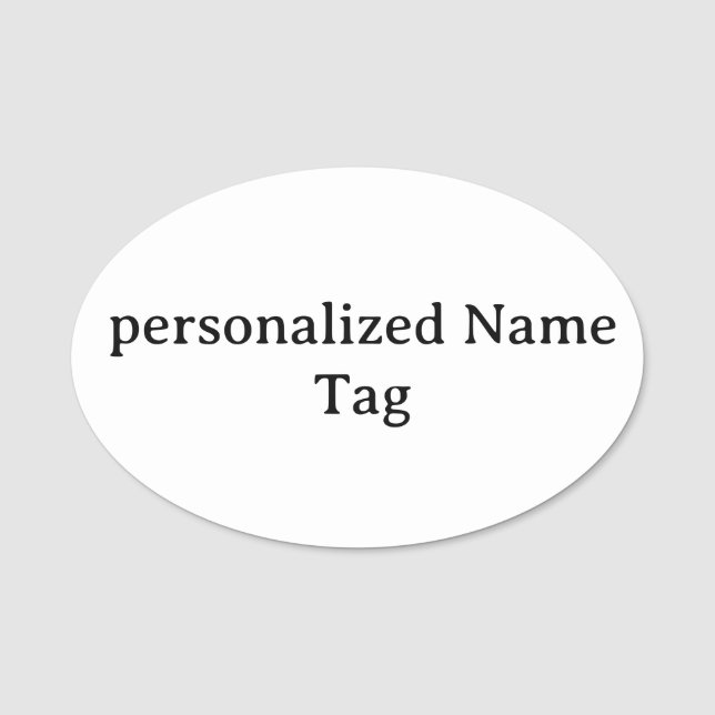 personalised simple  Name Tag 3" X 2" Oval (Front)