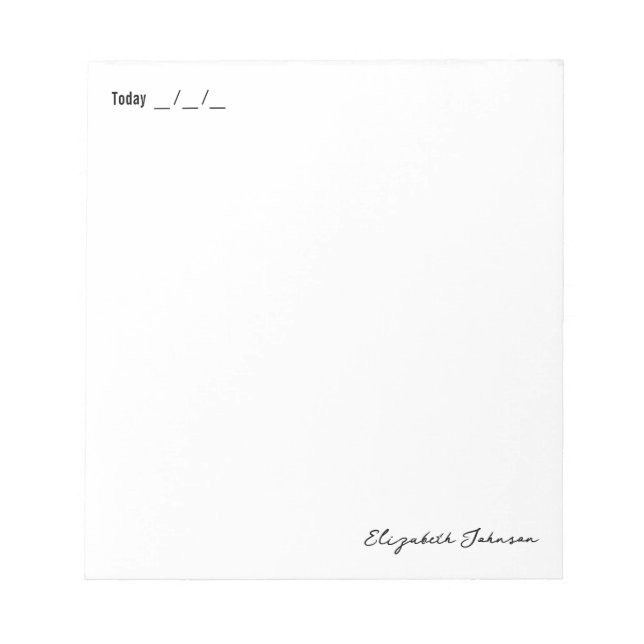 Personalised Simple Notepad with Date and Name (Front)