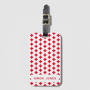 Personalised Simple Pattern Red Cross Medical Luggage Tag