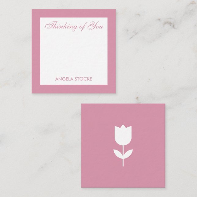 Personalised Simple Pink Flower Enclosure Card (Front/Back)