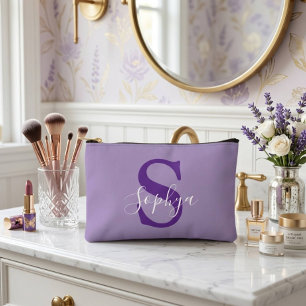 Personalised Simple Purple Monogram Accessory Pouch