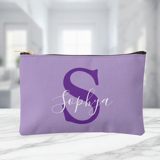 Personalised Simple Purple Monogram Accessory Pouch (Creator Uploaded)