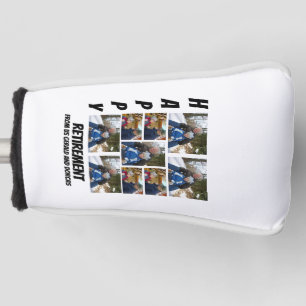 Personalised Simple Retirement 9 Photo Collage Golf Head Cover