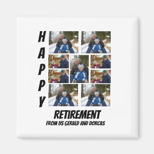 Personalised Simple Retirement 9 Photo Collage Magnet