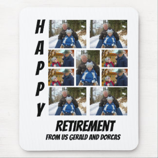 Personalised Simple Retirement  9 Photo Collage  Mouse Mat
