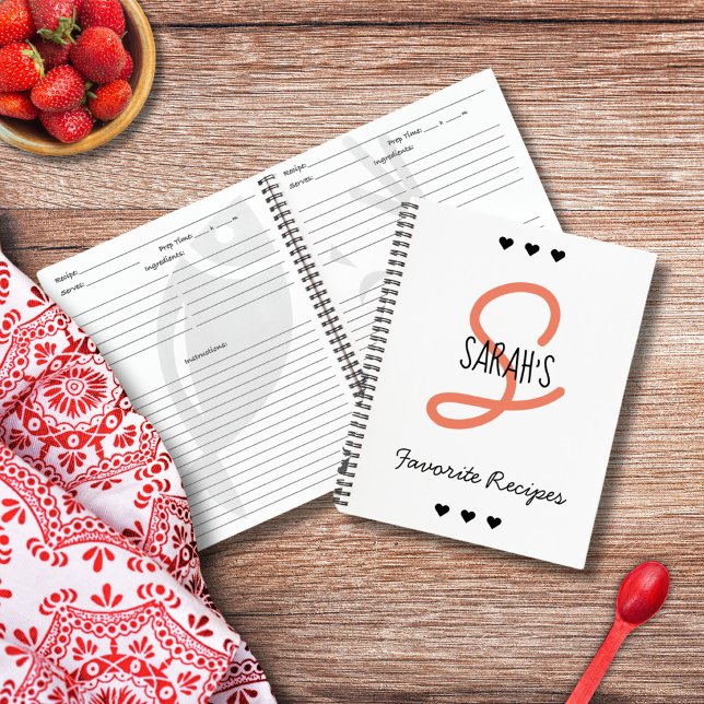 Personalised Simple Script Monogram Recipe Notebook (Personalized Simple Script Monogram Recipe Notebook)