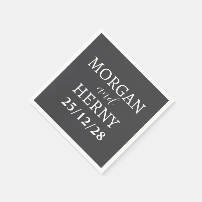 Personalised Simple Stylish Modern Minimal Wedding Napkin (Corner)