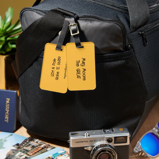 Personalised Simple Warm Yellow  Luggage Tag (Front & Back)