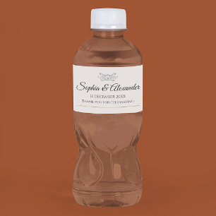 Personalised Simple Wedding Elegant Custom Water Bottle Label