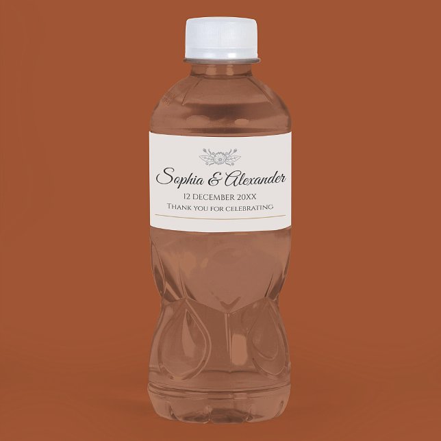 Personalised Simple Wedding Elegant Custom Water Bottle Label (Creator Uploaded)