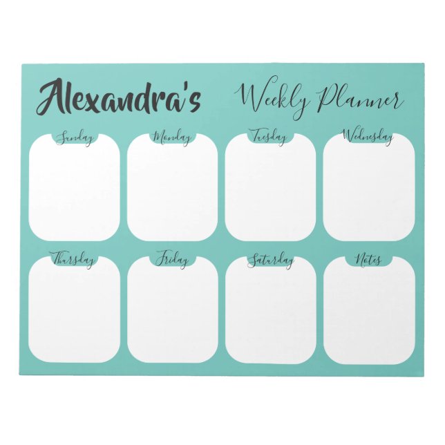 Personalised simple weekly planner notepad (Front)