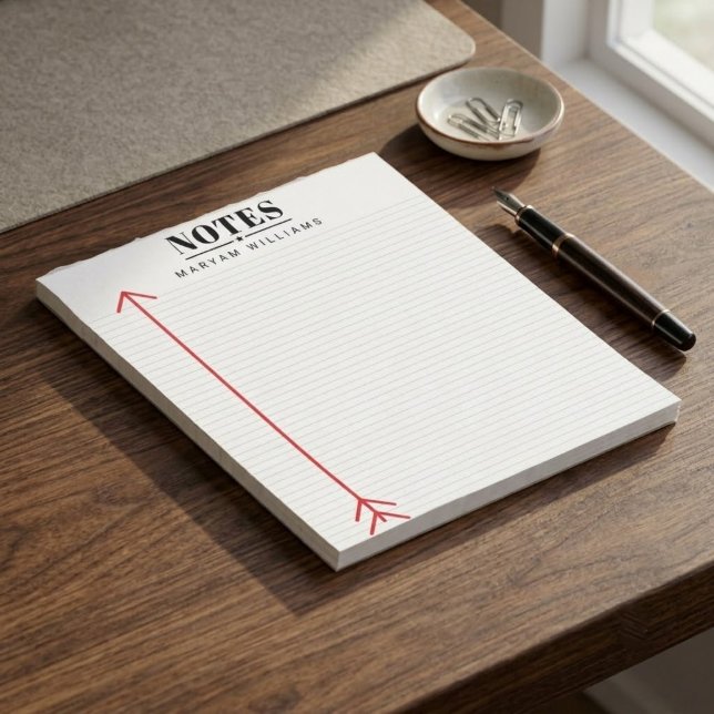 Personalised Simply Minimalist Lined Notepad (custom name simply lined notepad, personalized stationery memo pad gift)