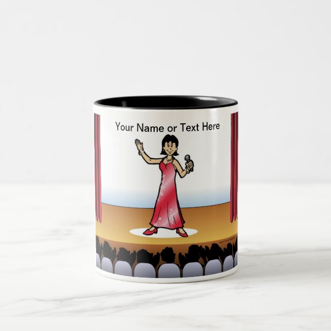 Personalised Singer - Female Cartoon Coffee Mug (Center)